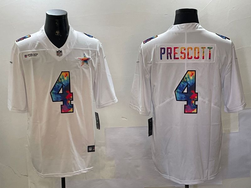 Men Dallas Cowboys #4 Prescott White Rainbow 2024 Nike Limited NFL Jersey style 0108->dallas cowboys->NFL Jersey